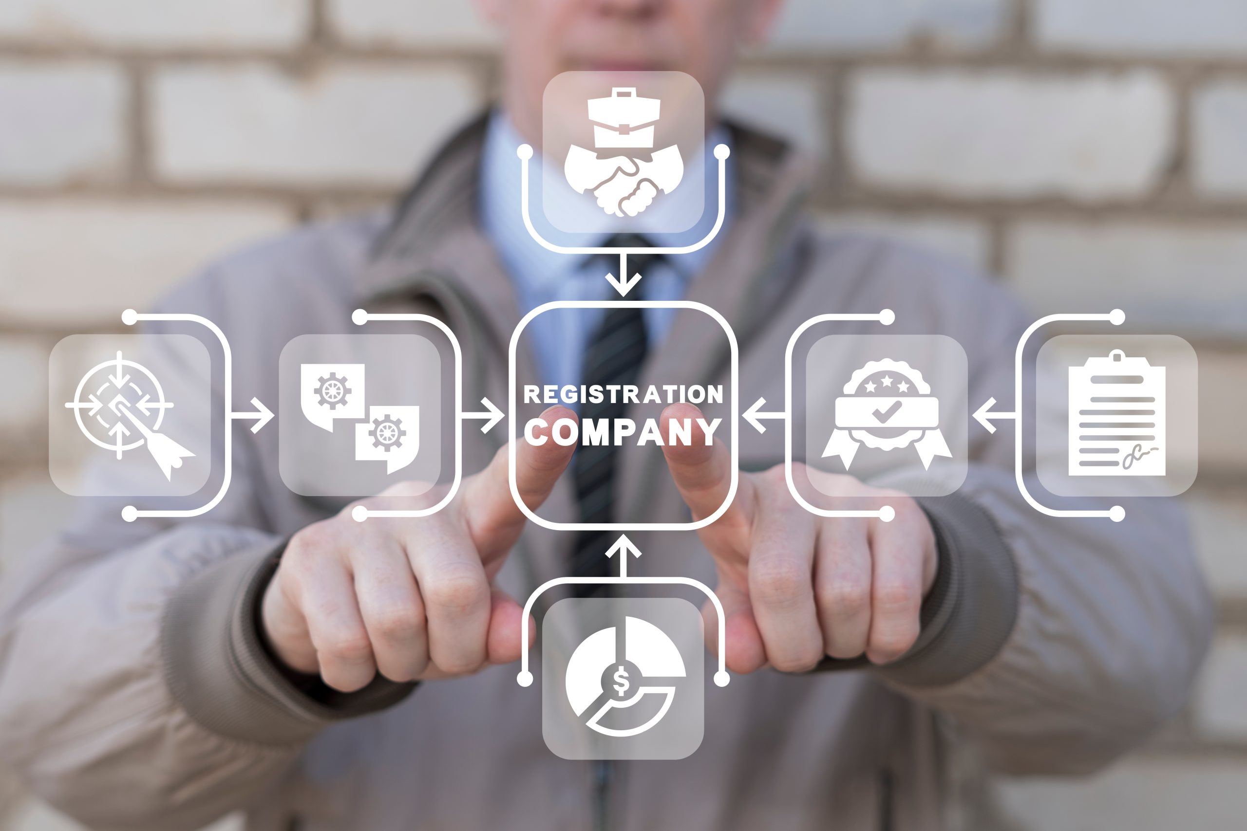 Man,Using,Virtual,Touch,Screen,Presses,Inscription:,Registration,Company.,New Man,Using,Virtual,Touch,Screen,Presses,Inscription:,Registration,Company.,New